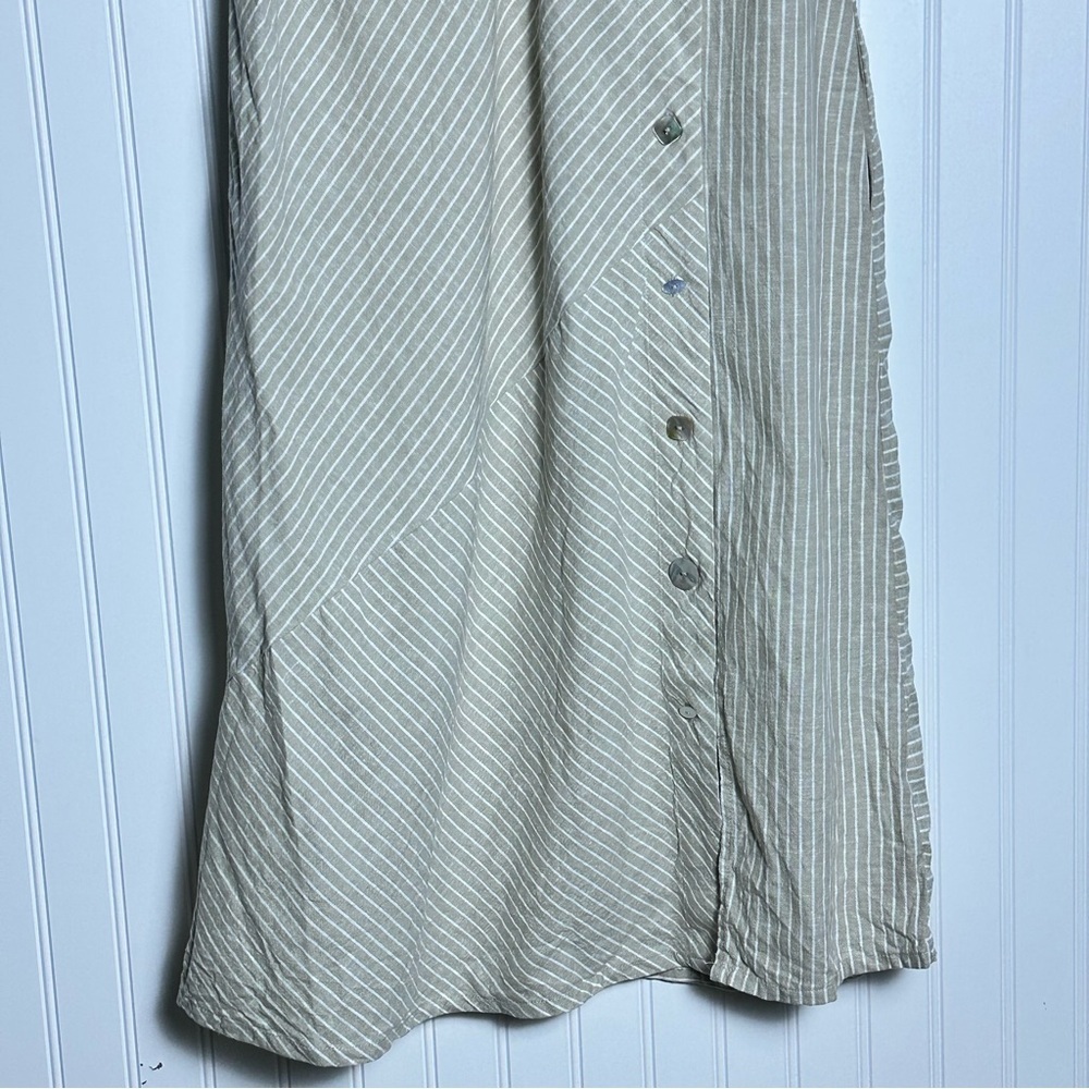 Soft Surroundings Chasia Dress Size Elegant Sleeveless Striped V Neck M NWT - Picture 4 of 9